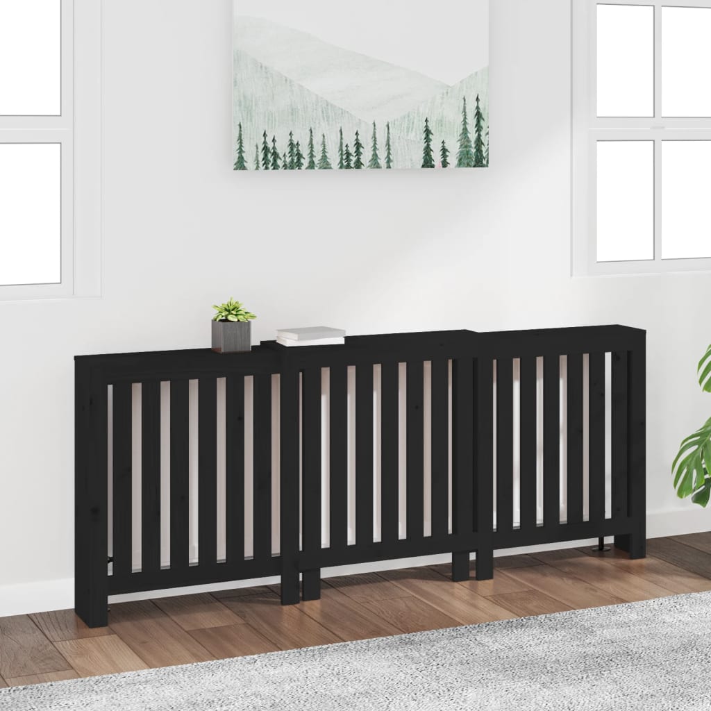 Construction de radiatorom vidaxl 210x21x85 cm Bois de pin solide noir