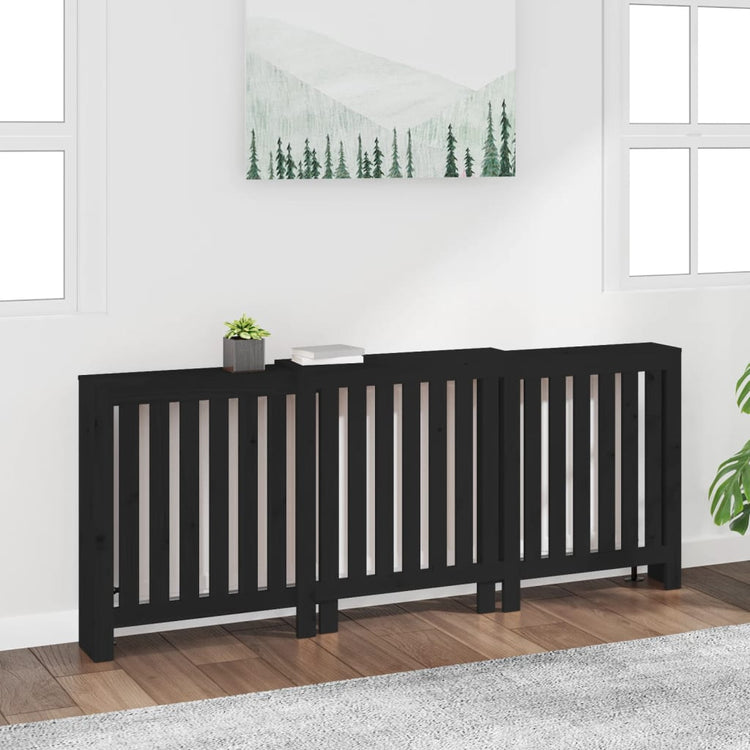 Construction de radiatorom vidaxl 210x21x85 cm Bois de pin solide noir