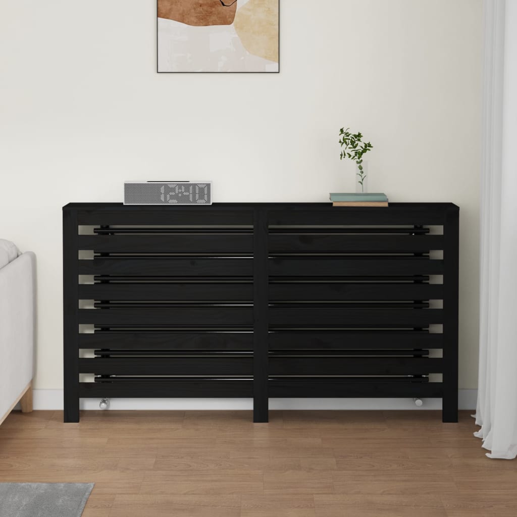 Construction de radiatorom de Vidaxl 153x19x84 cm Bois de pin massif noir