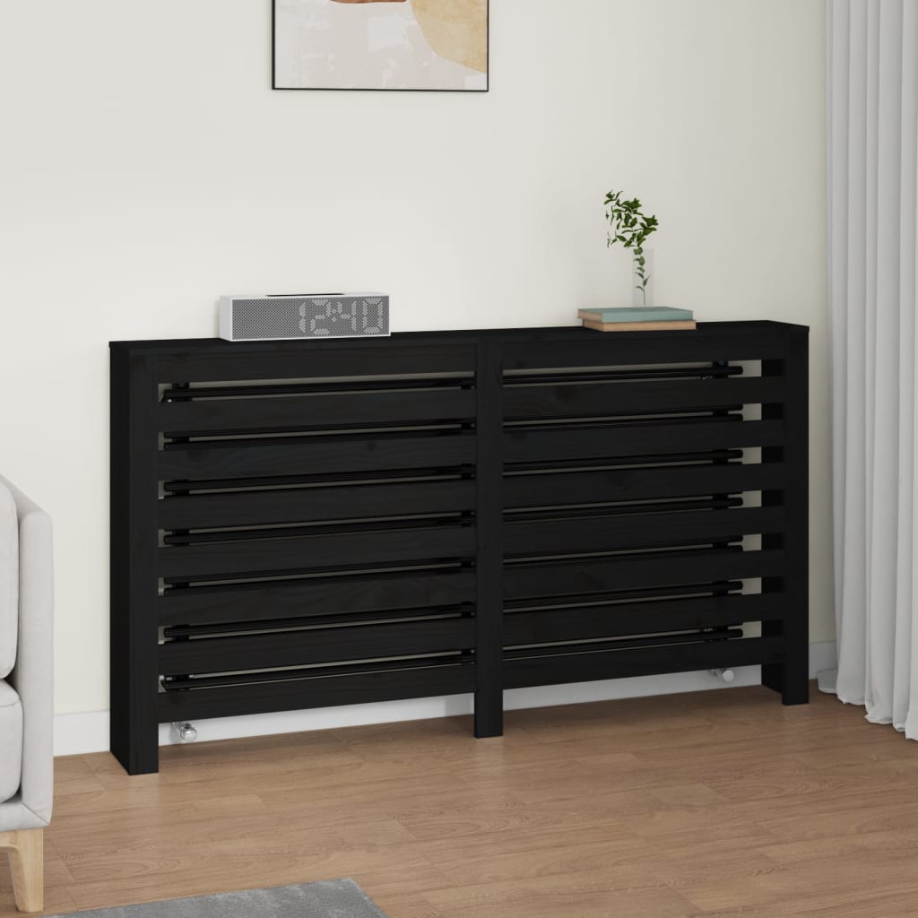 Construction de radiatorom de Vidaxl 153x19x84 cm Bois de pin massif noir