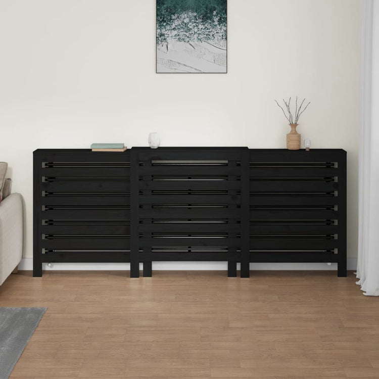 Construction de radiatorom vidaxl 210x21x85 cm Bois de pin solide noir