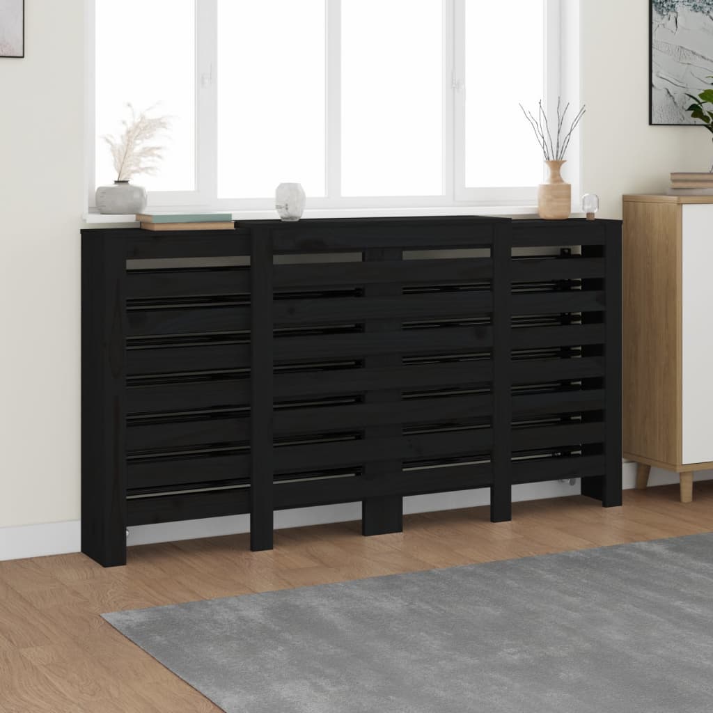 Construction de radiatorom vidaxl 210x21x85 cm Bois de pin solide noir