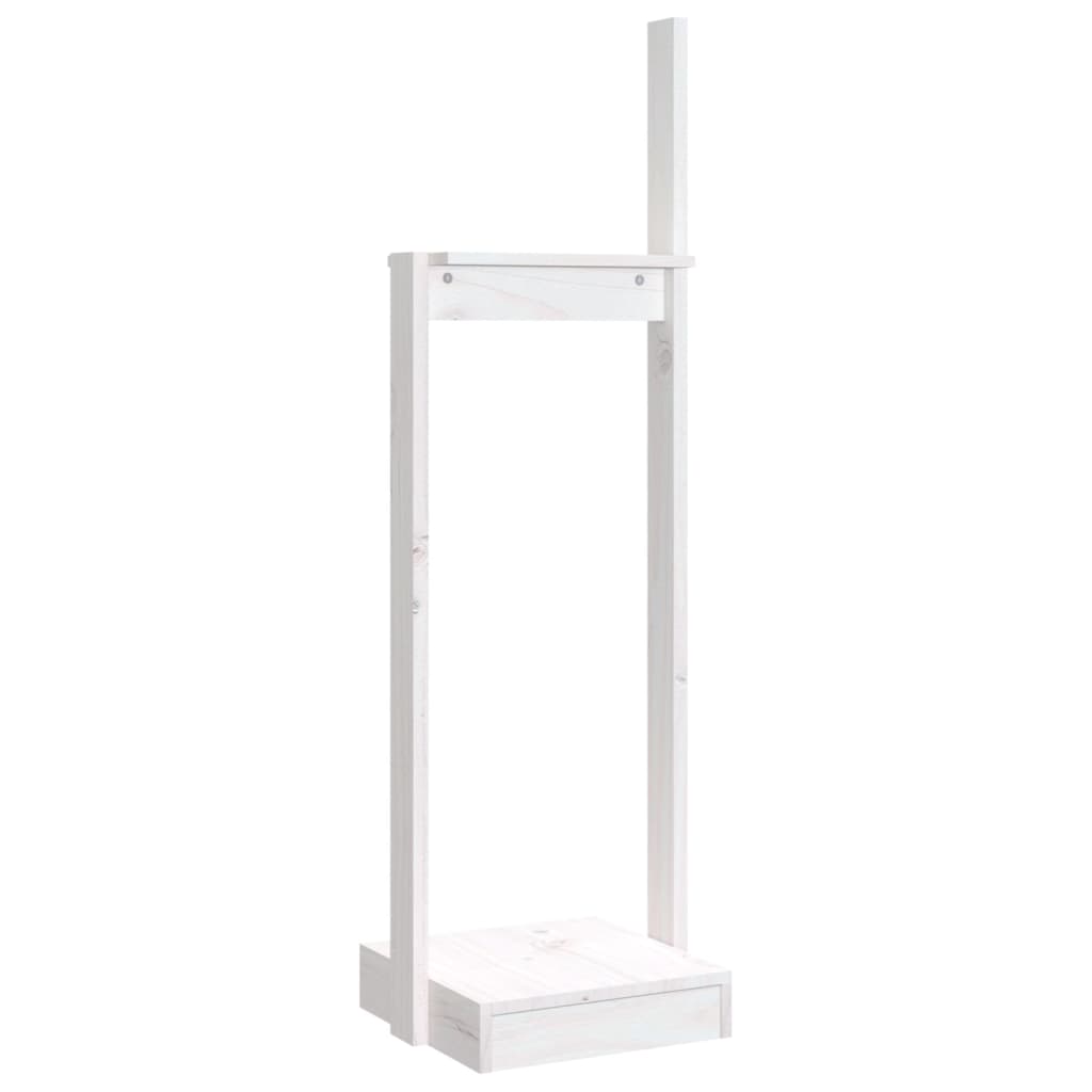 Vidaxl Houtblock Holder 33.5x30x110 cm Pine solide blanc