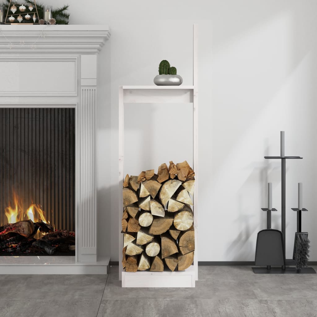 Vidaxl Houtblock Holder 33.5x30x110 cm Pine solide blanc