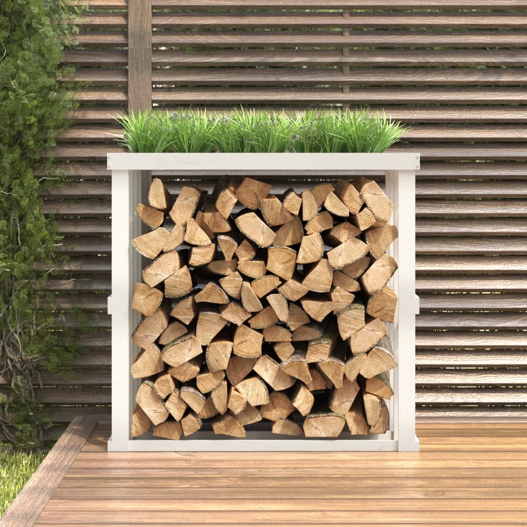 Vidaxx porte-bûches en bois 108x52x106 cm bois de pin massif blanc