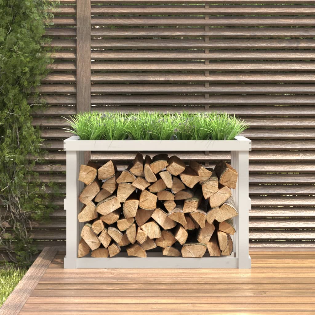 Porte-bloc de bois vidaxl 108x52x74 cm en pin massif blanc