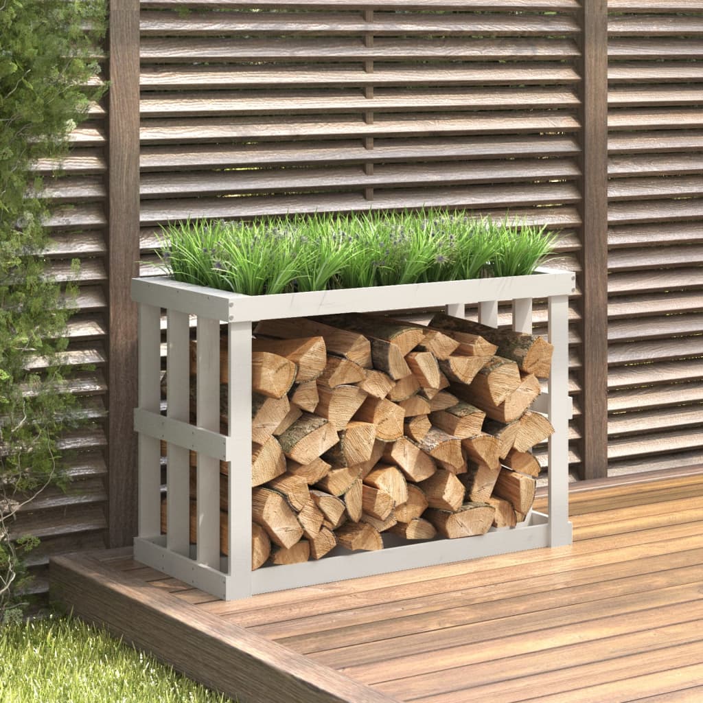 Porte-bloc de bois vidaxl 108x52x74 cm en pin massif blanc