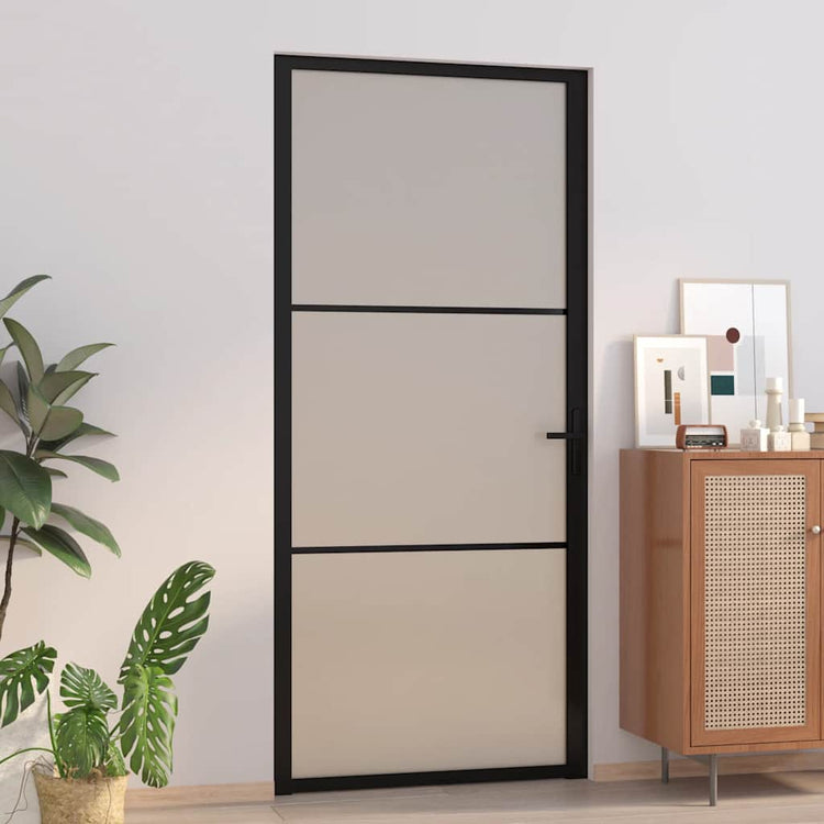 Vidaxl Porte intérieure 93x201,5 cm Verre Matt et aluminium noir