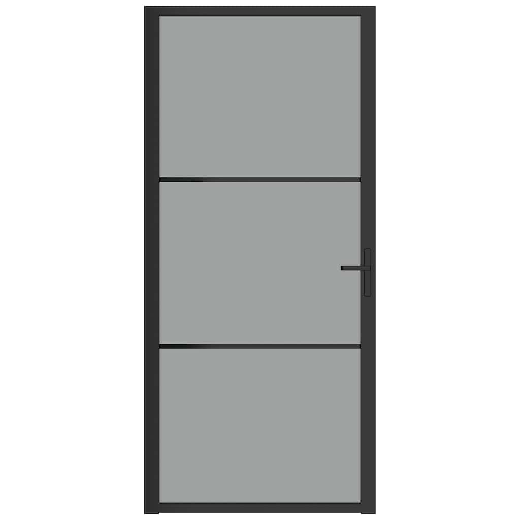 Vidaxl Porte intérieure 93x201.5 cm Verre ESG et noir en aluminium