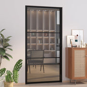 Vidaxl Porte intérieure 102.5x201.5 cm Verre ESG et noir en aluminium - afbeelding 1