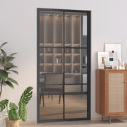 Vidaxl Porte intérieure 102.5x201.5 cm Verre ESG et noir en aluminium - afbeelding 1