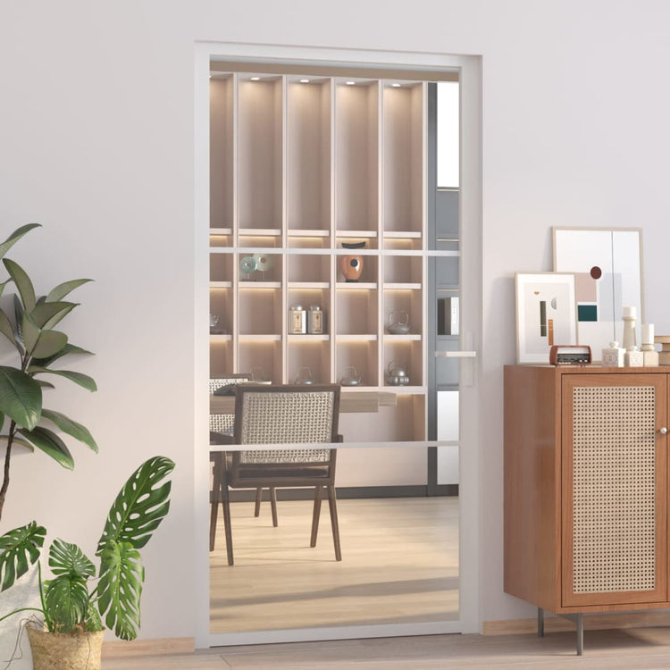 Vidaxl Porte intérieure 102.5x201,5 cm Verre ESG et aluminium blanc