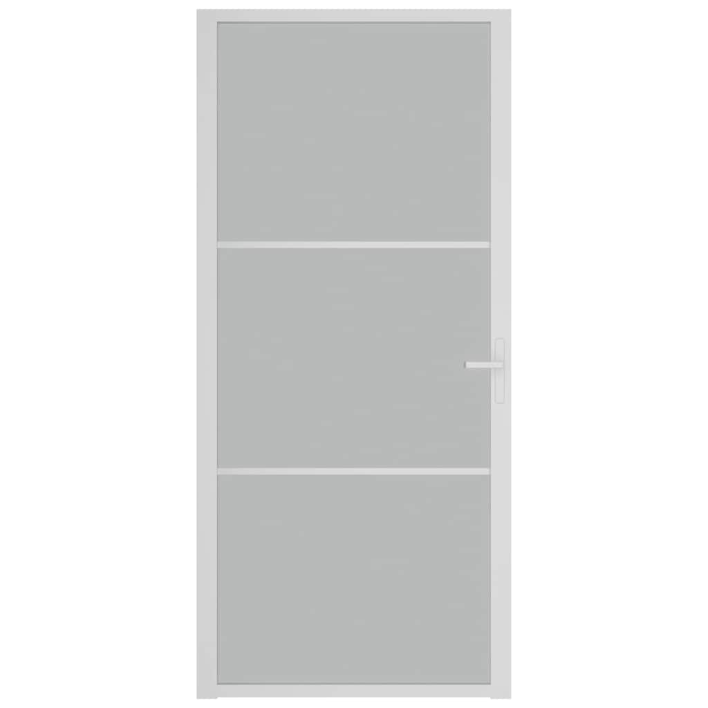 Vidaxl Porte intérieure 93x201.5 cm Verre Matt et aluminium blanc