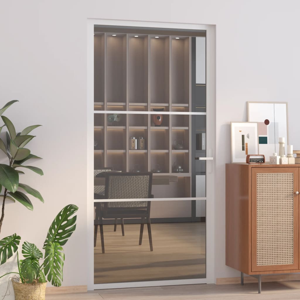Vidaxl Porte intérieure 102.5x201,5 cm Verre ESG et aluminium blanc