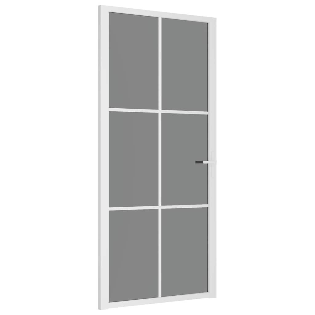 Vidaxl Porte intérieure 93x201.5 cm Verre ESG et aluminium blanc