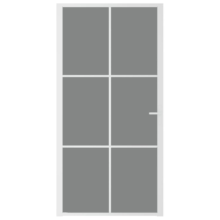 Vidaxl Porte intérieure 102.5x201,5 cm Verre ESG et aluminium blanc