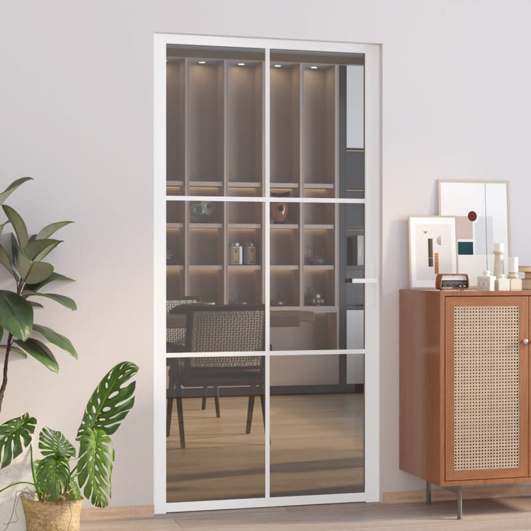 Vidaxl Porte intérieure 102.5x201,5 cm Verre ESG et aluminium blanc