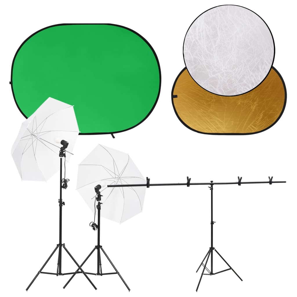 Ensemble de studio photo Vidaxl avec jeu d'éclairage, écran d'arrière-plan et réflecteur