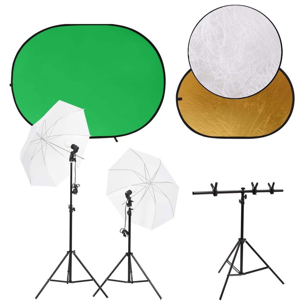 Ensemble de studio photo Vidaxl avec jeu d'éclairage, écran d'arrière-plan et réflecteur