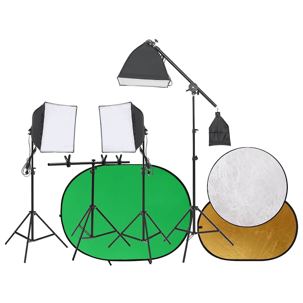Ensemble de studio photo Vidaxl avec jeu d'éclairage, écran d'arrière-plan et réflecteur