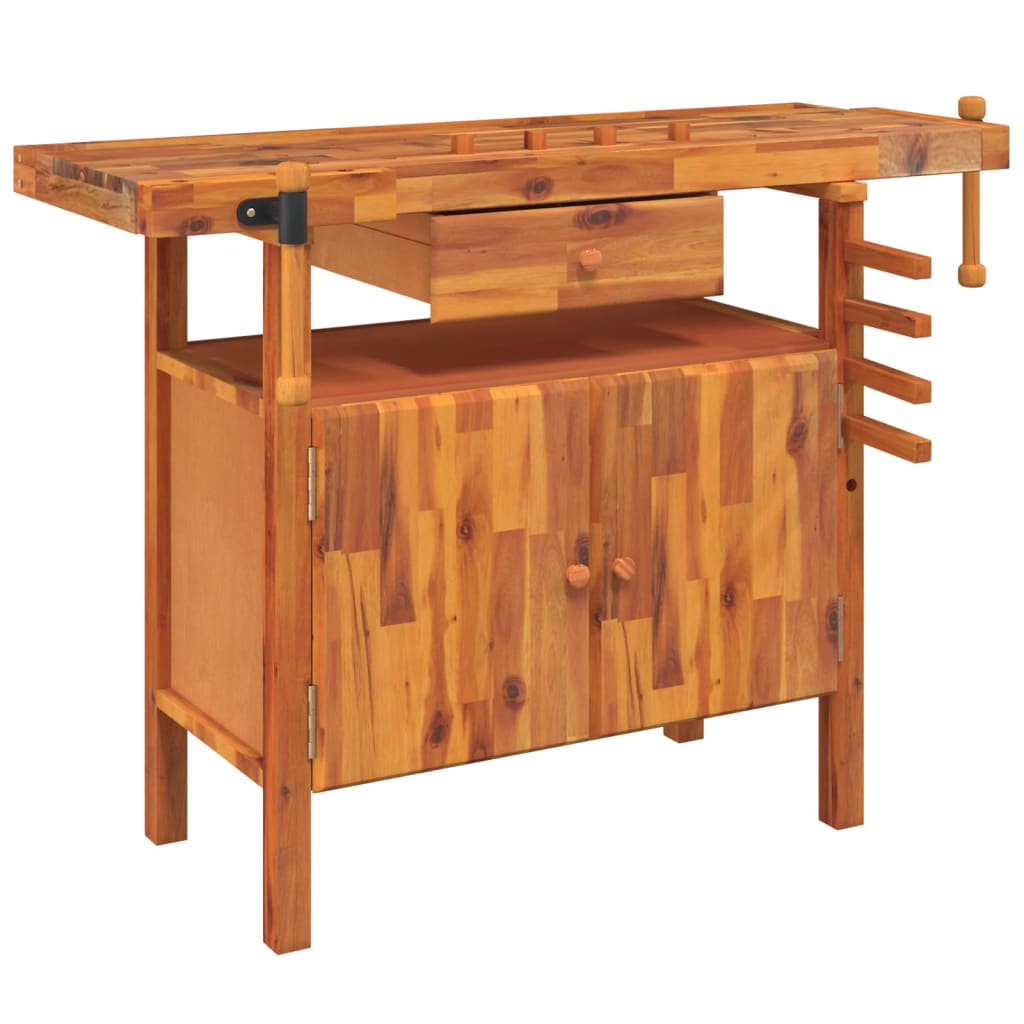 Vidaxl Workbench avec tiroir et vis de banque 124x52x83 cm Acaciahout