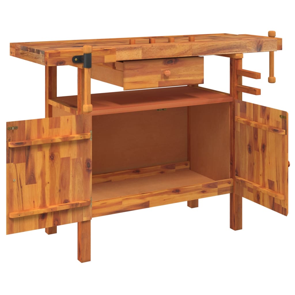 Vidaxl Workbench avec tiroir et vis de banque 124x52x83 cm Acaciahout