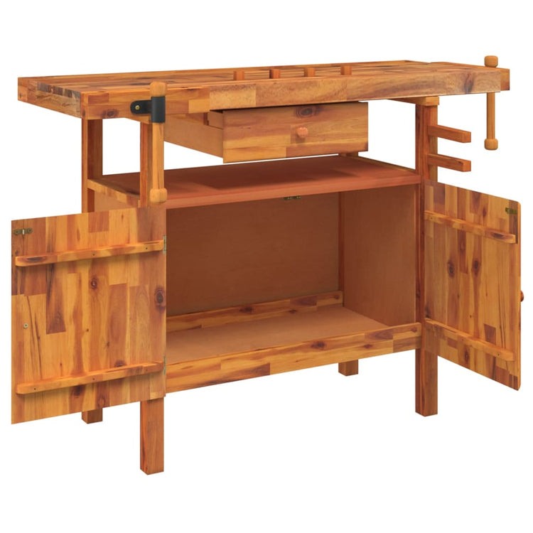 Vidaxl Workbench avec tiroir et vis de banque 124x52x83 cm Acaciahout