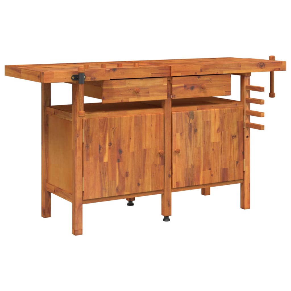 Vidaxl Workbench avec tiroirs et vis de banque 162x62x83 cm Acaciahout