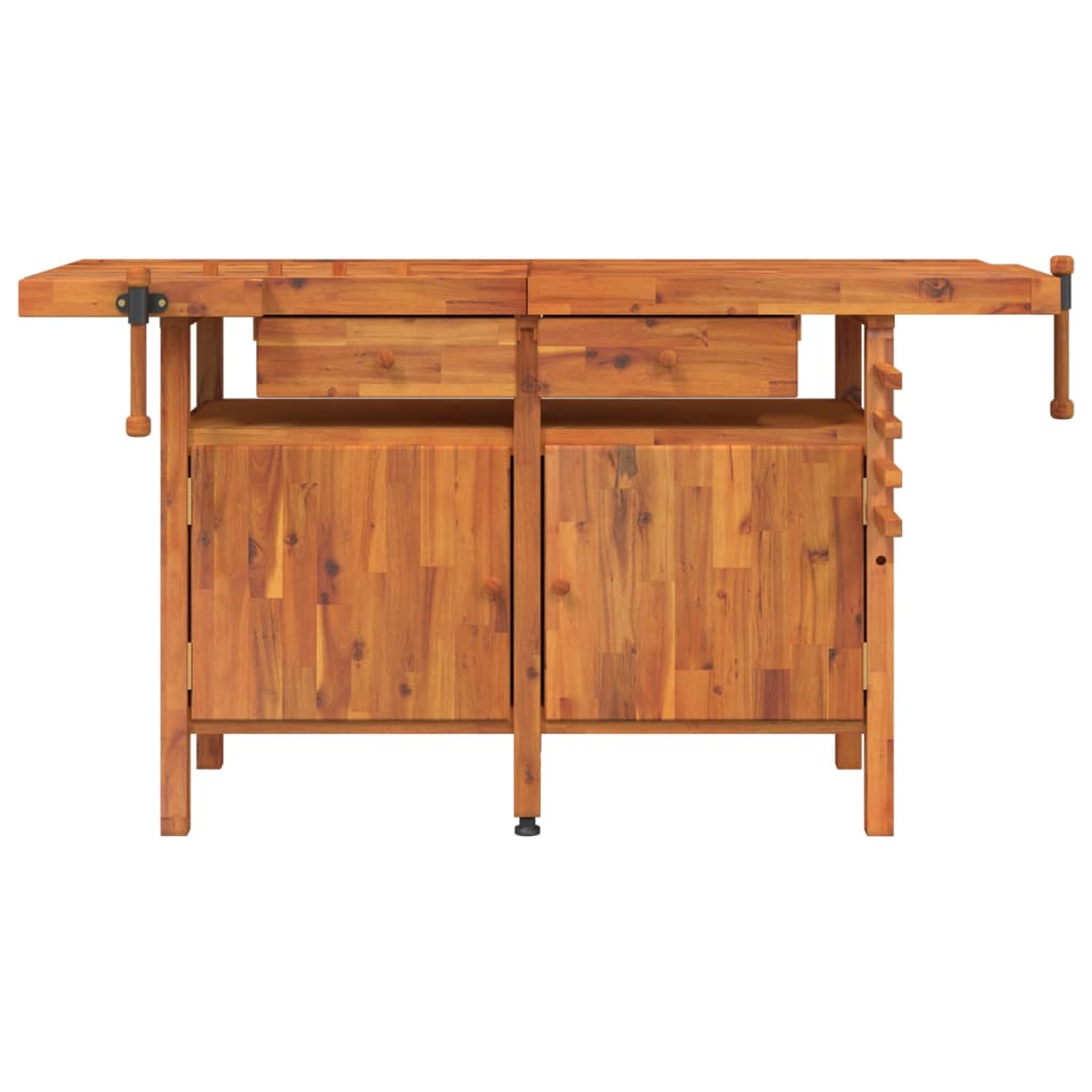 Vidaxl Workbench avec tiroirs et vis de banque 162x62x83 cm Acaciahout