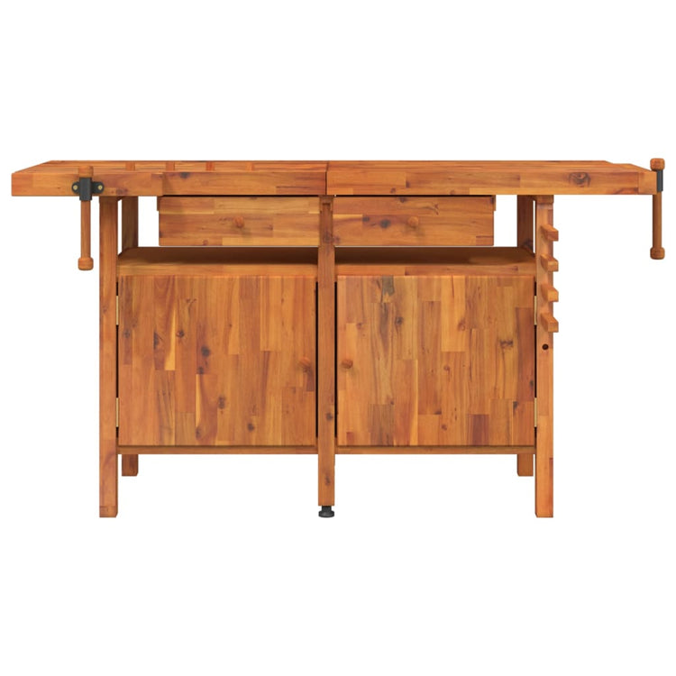 Vidaxl Workbench avec tiroirs et vis de banque 162x62x83 cm Acaciahout