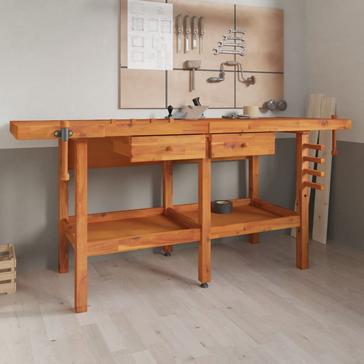 Vidaxl Workbench avec tiroirs et vis de banque 192x62x83 cm Acaciahout