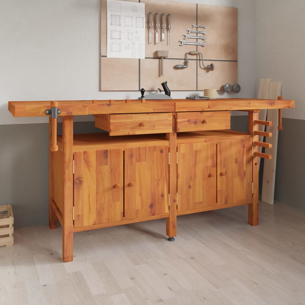 Vidaxl Workbench avec tiroirs et vis de banque 192x62x83 cm Acaciahout