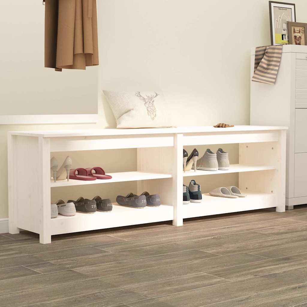 Canapé de chaussure vidaxl 160x36.5x50 cm en pin massif blanc
