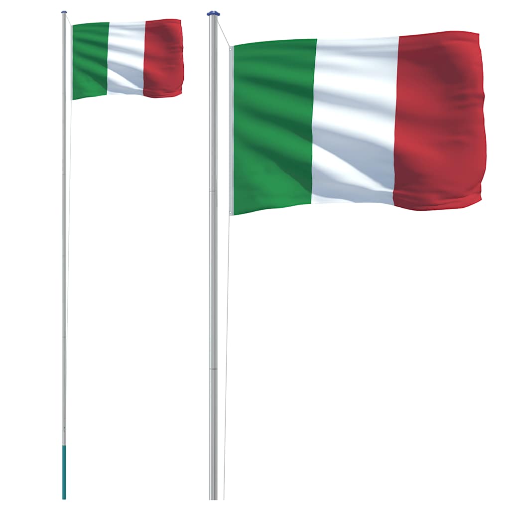 Flag vidaxl avec drapeau Italie 6,23 m en aluminium