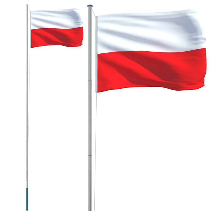 Drapeau Vidaxl avec Flagôle Pologne 6,23 m en aluminium