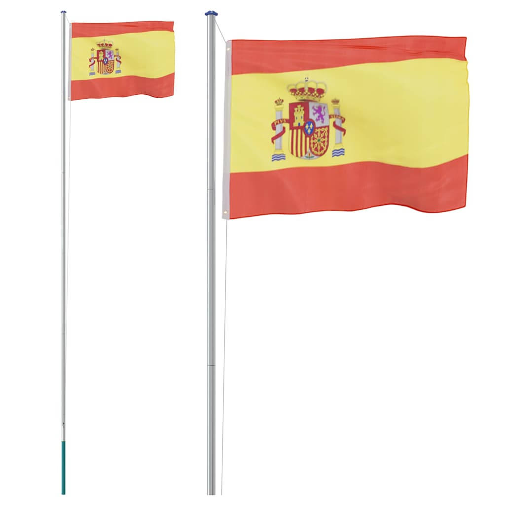 Drapeau Vidaxl avec un mât Espagne de 6,23 m en aluminium