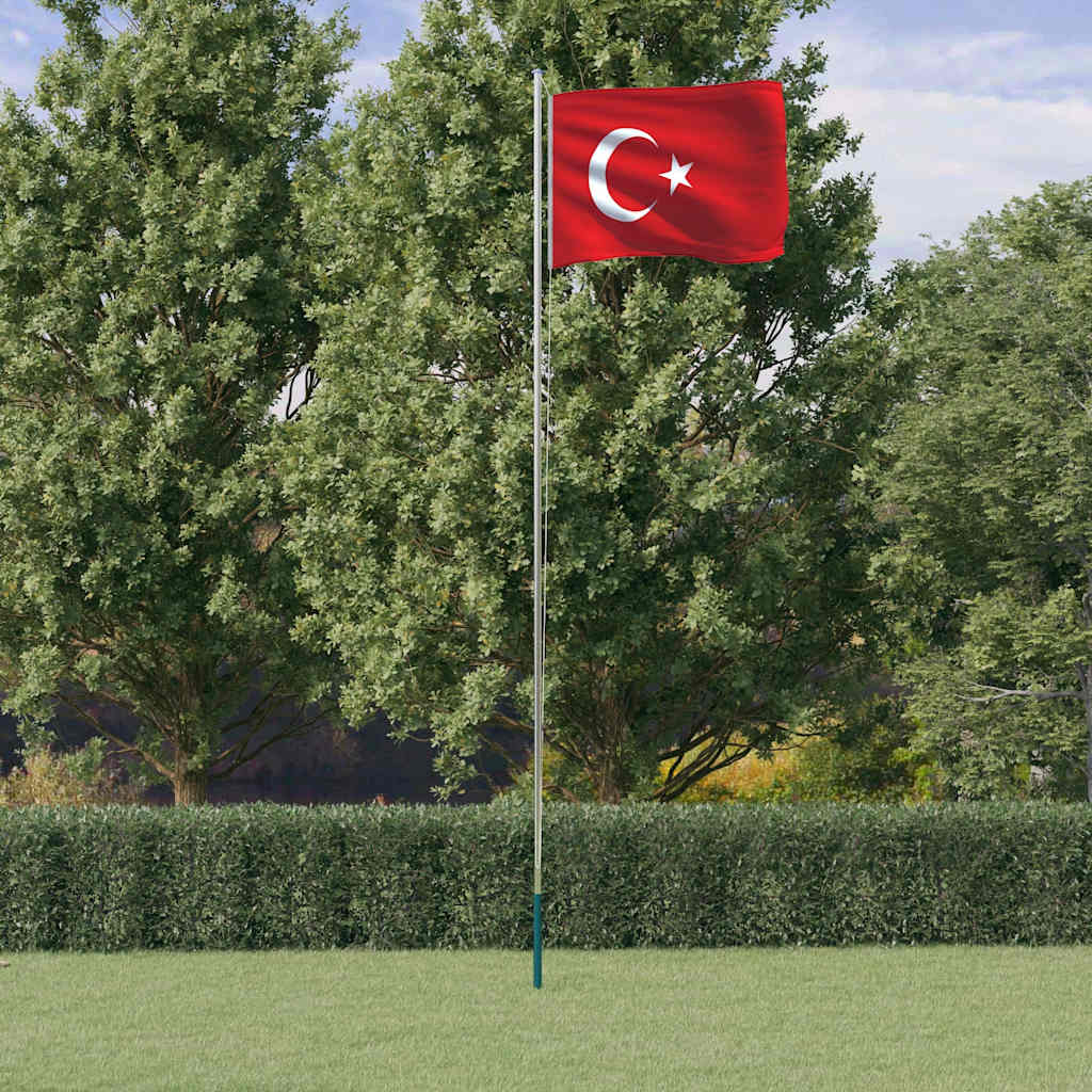 Vidaxl drapeau avec mât Turquie 6,08 m aluminium