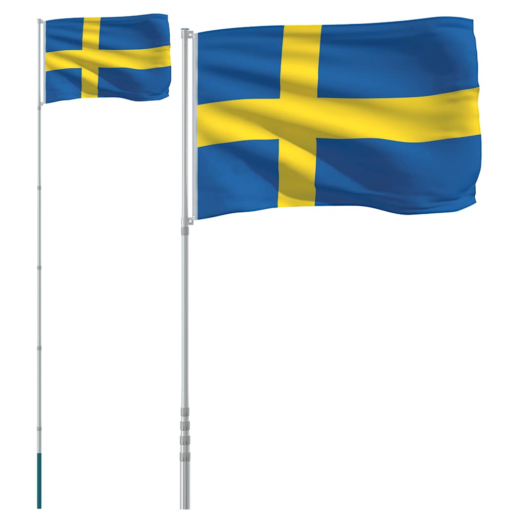 Drapeau Vidaxl avec drapeau suédois 5,55 m en aluminium