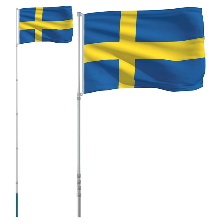 Drapeau Vidaxl avec drapeau suédois 5,55 m en aluminium