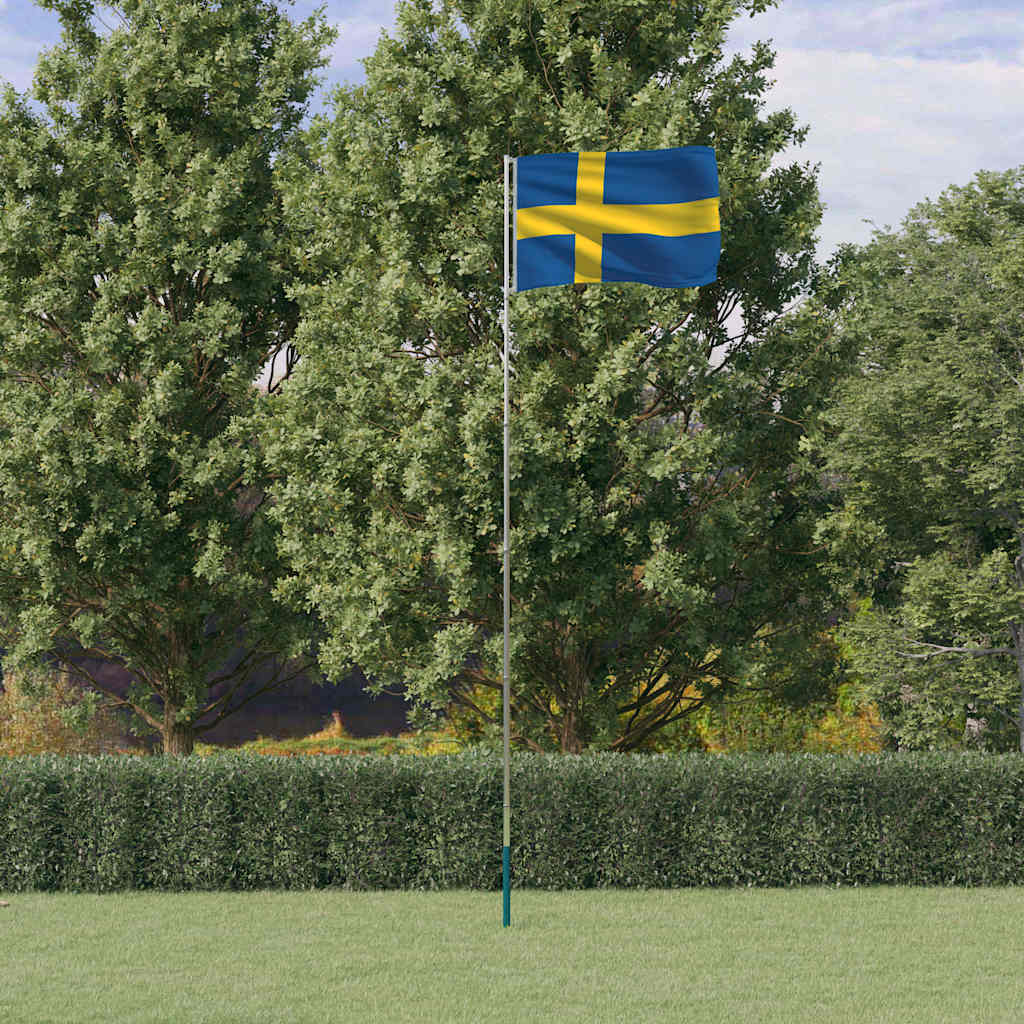 Drapeau Vidaxl avec drapeau suédois 5,55 m en aluminium
