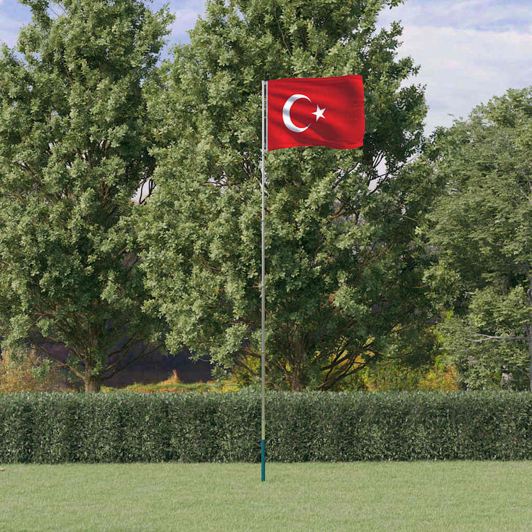 Vidaxxl drapeau avec mât Turquie 5,5 m aluminium