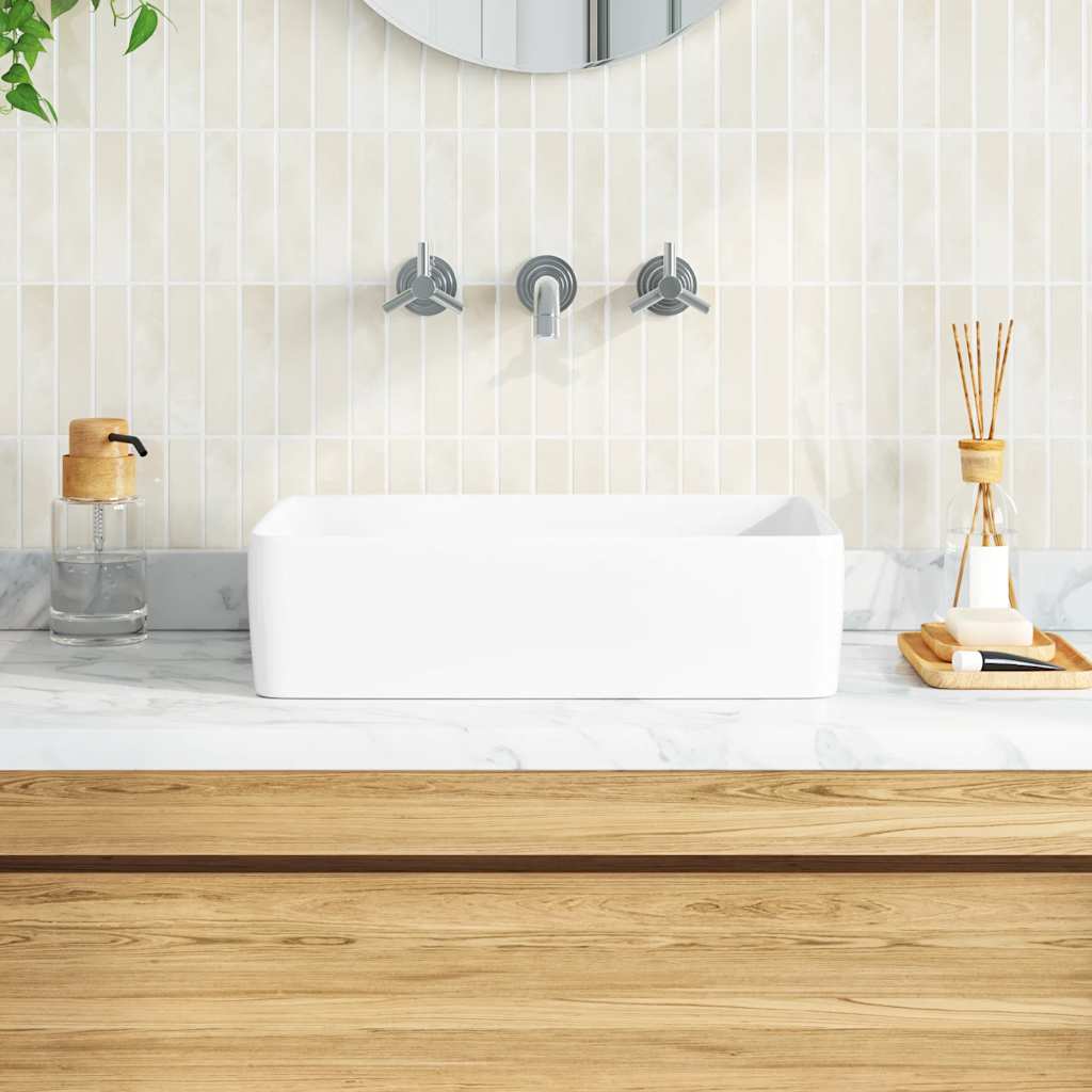 Vidaxl Washbasin 48x37x13 Céramique rectangulaire blanc
