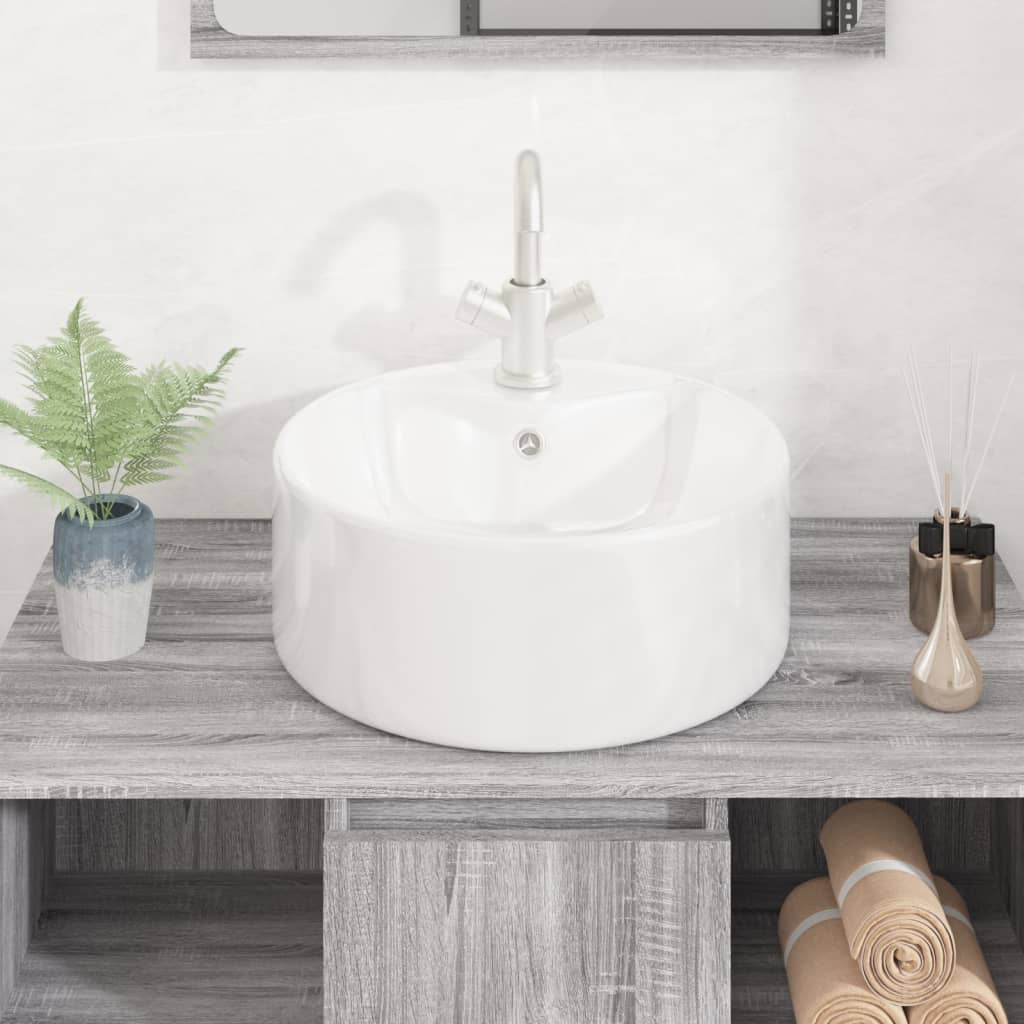 Vidaxl Washbasin 40x14,5 cm Céramique ronde blanc