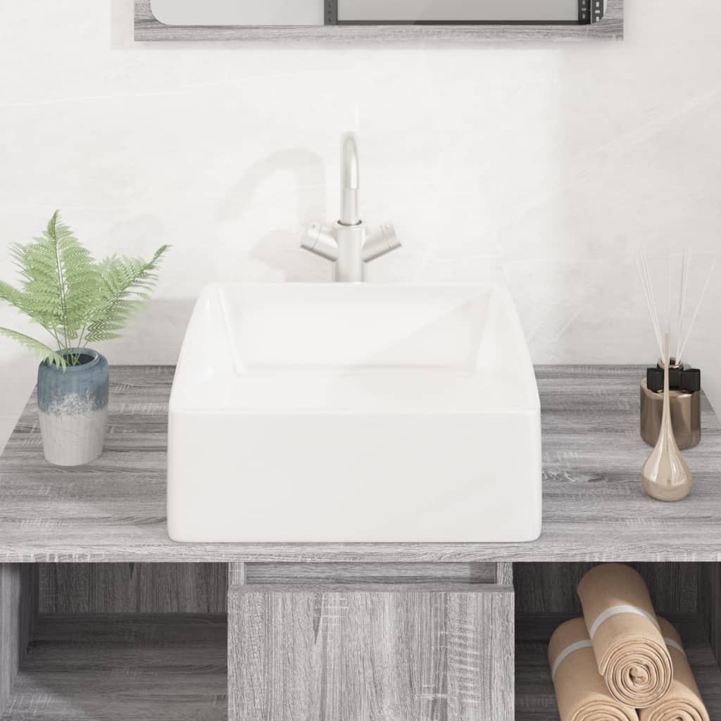 Vidaxl Washbasin 37x37x13 cm carré en céramique blanc