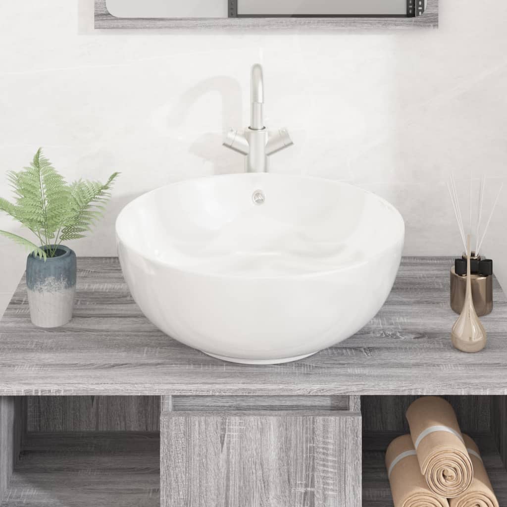 Vidaxl Washbasin 44x17 cm Round Ceramic White