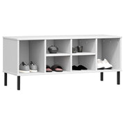 Rack à chaussures Vidaxl avec des jambes en métal Oslo 106x35x45 cm Bois de pin blanc - afbeelding 3