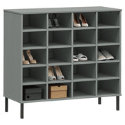 Rack de chaussures Vidaxl avec des jambes en métal Oslo 95x35x86 cm Gris gris de pin - afbeelding 3