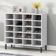 Rack à chaussures Vidaxl avec des jambes en métal Oslo 95x35x86 cm Bois de pin blanc - afbeelding 1