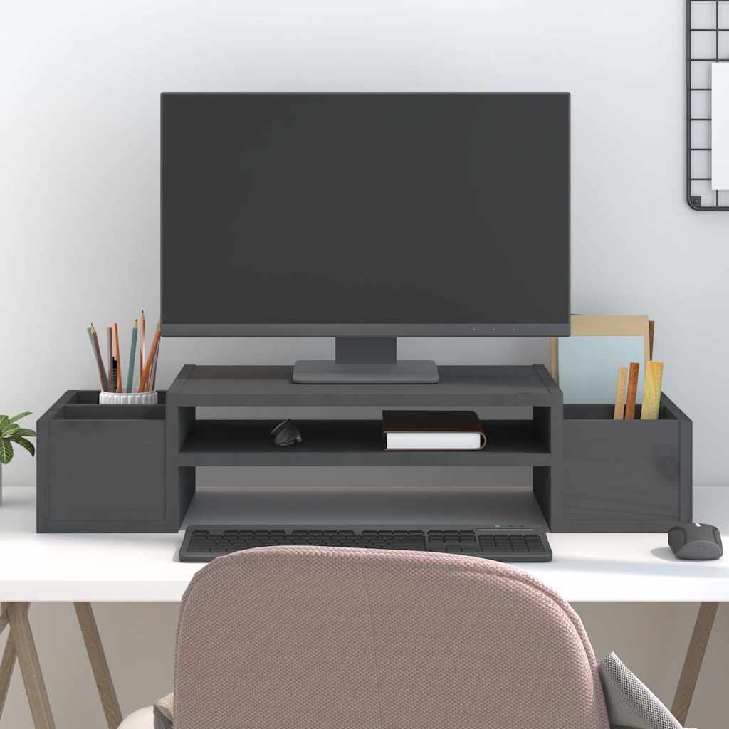 Le moniteur Vidaxl comprend 70x27.5x15 cm en pin solide gris