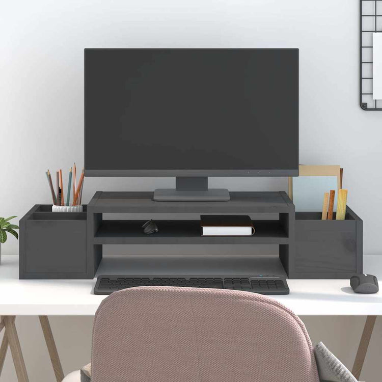 Le moniteur Vidaxl comprend 70x27.5x15 cm en pin solide gris